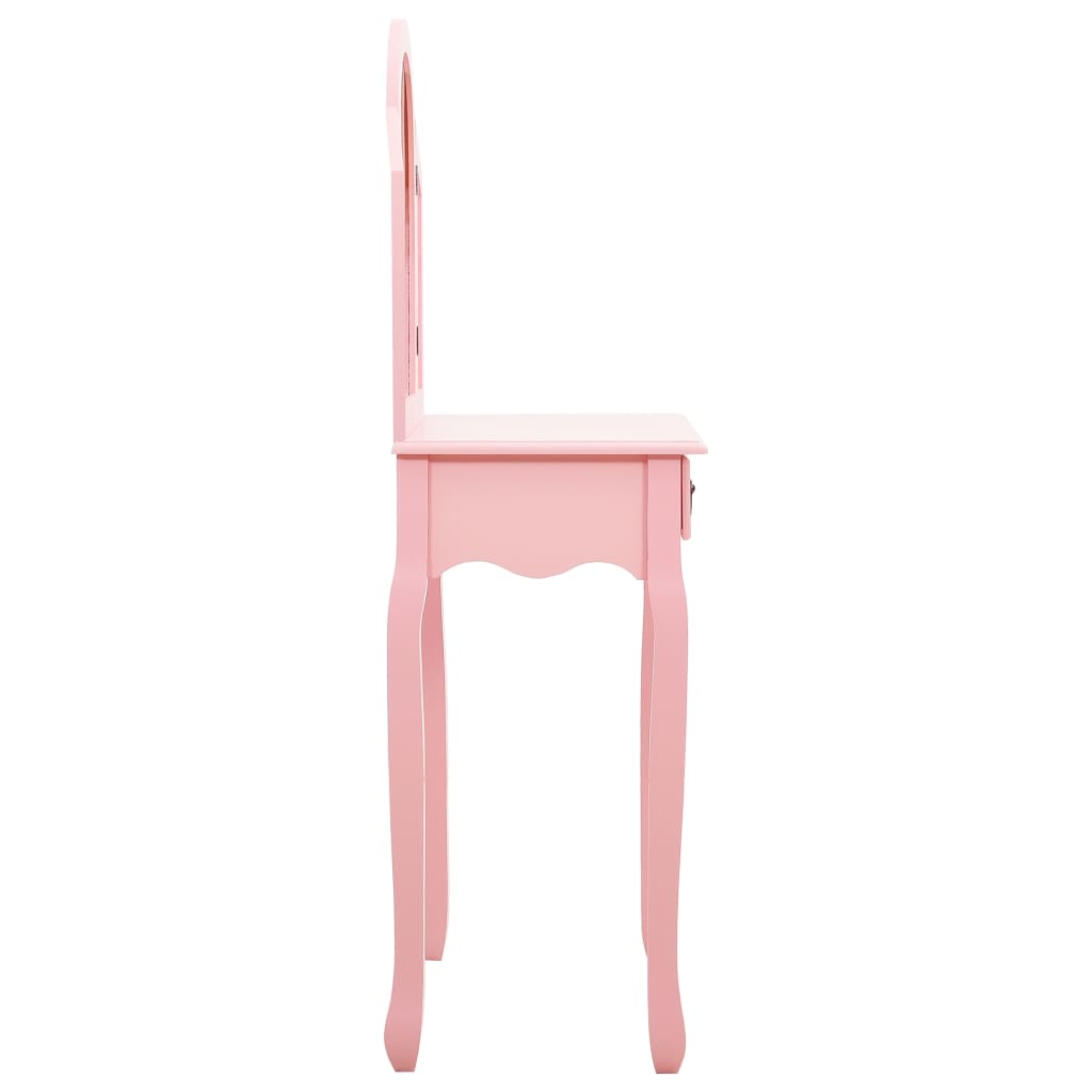 Prachtige make-up tafel met krukje - Paulowniahout MDF - 65x36x128 cm - Roze - Handig en elegant Slaapkamerkaptafels | Creëer jouw Trendy Thuis | Gratis bezorgd & Retour | Trendy.nl