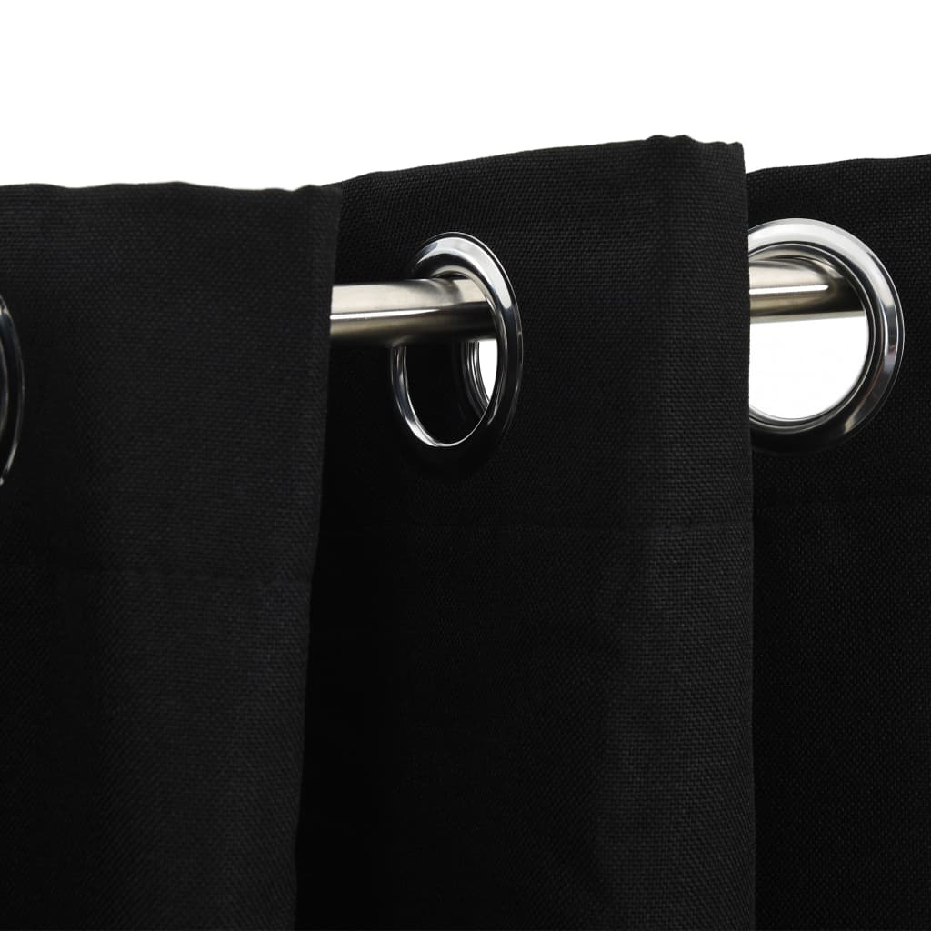 Gordijnen linnen-look verduisterend ogen 2 st 140x175 cm zwart Gordijnen & vitrages | Creëer jouw Trendy Thuis | Gratis bezorgd & Retour | Trendy.nl
