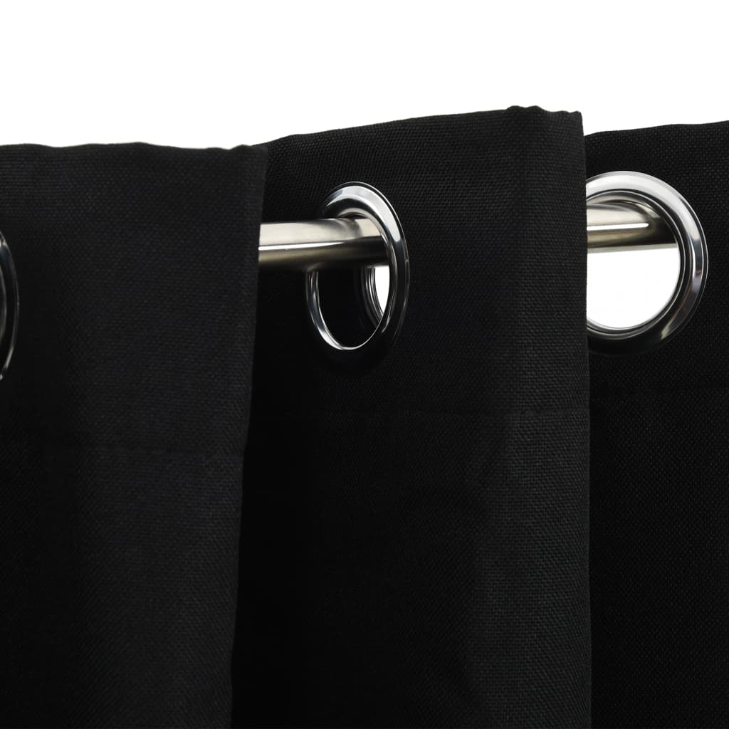Gordijnen linnen-look verduisterend ogen 2 st 140x225 cm zwart Gordijnen & vitrages | Creëer jouw Trendy Thuis | Gratis bezorgd & Retour | Trendy.nl