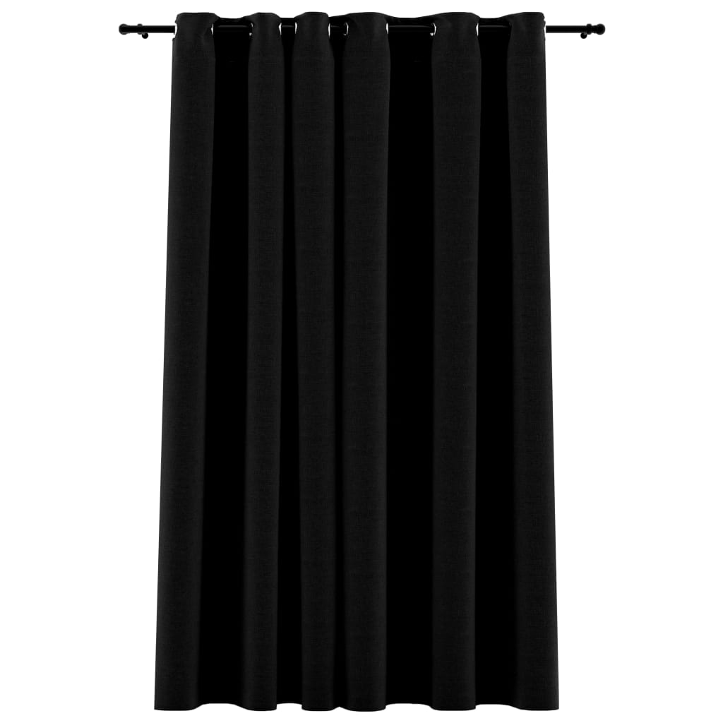Gordijn linnen-look verduisterend met ogen 290x245 cm zwart Gordijnen & vitrages | Creëer jouw Trendy Thuis | Gratis bezorgd & Retour | Trendy.nl