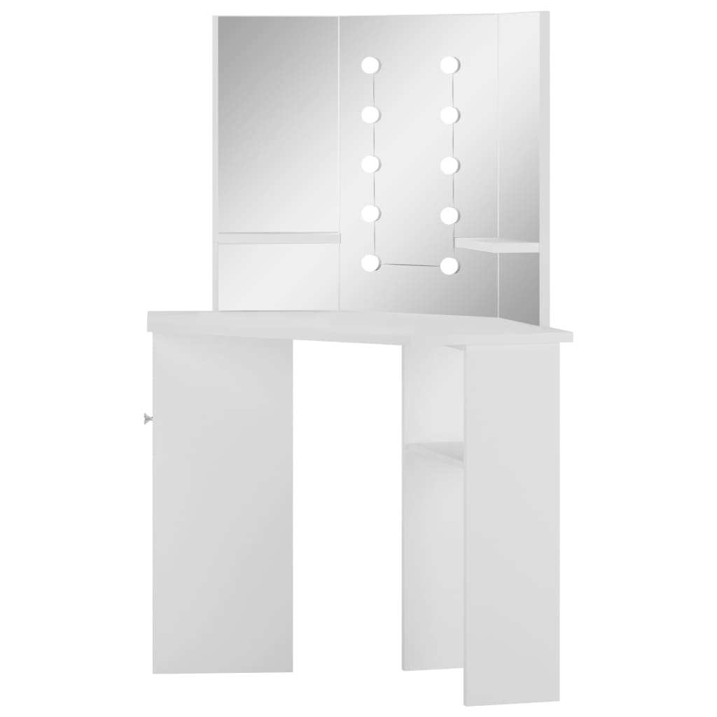 "Creëer een sfeervol interieur met deze elegant verlichte witte hoekkaptafel" Slaapkamerkaptafels | Creëer jouw Trendy Thuis | Gratis bezorgd & Retour | Trendy.nl