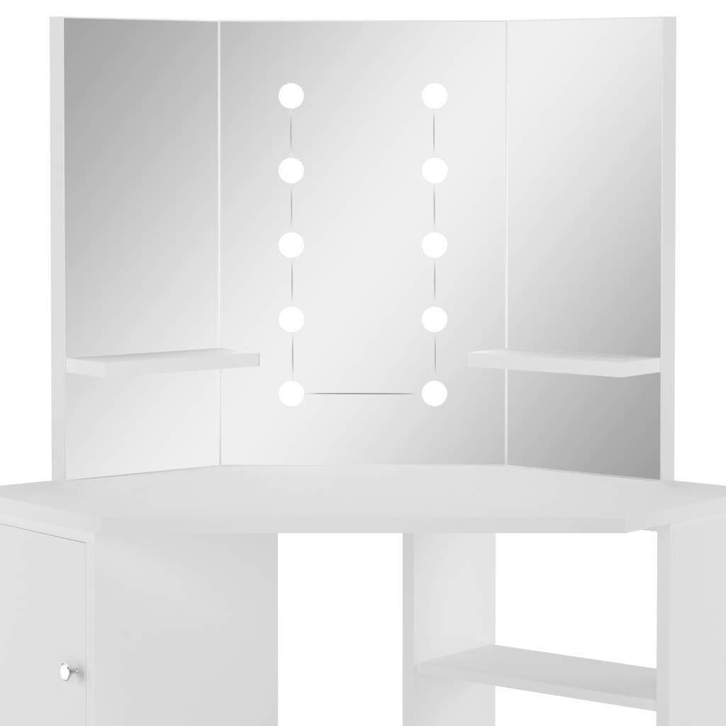 "Creëer een sfeervol interieur met deze elegant verlichte witte hoekkaptafel" Slaapkamerkaptafels | Creëer jouw Trendy Thuis | Gratis bezorgd & Retour | Trendy.nl