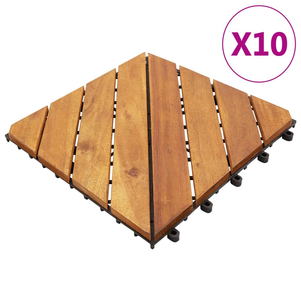 Terrastegels 10 st 30x30 cm massief acaciahout Vloeren | Creëer jouw Trendy Thuis | Gratis bezorgd & Retour | Trendy.nl