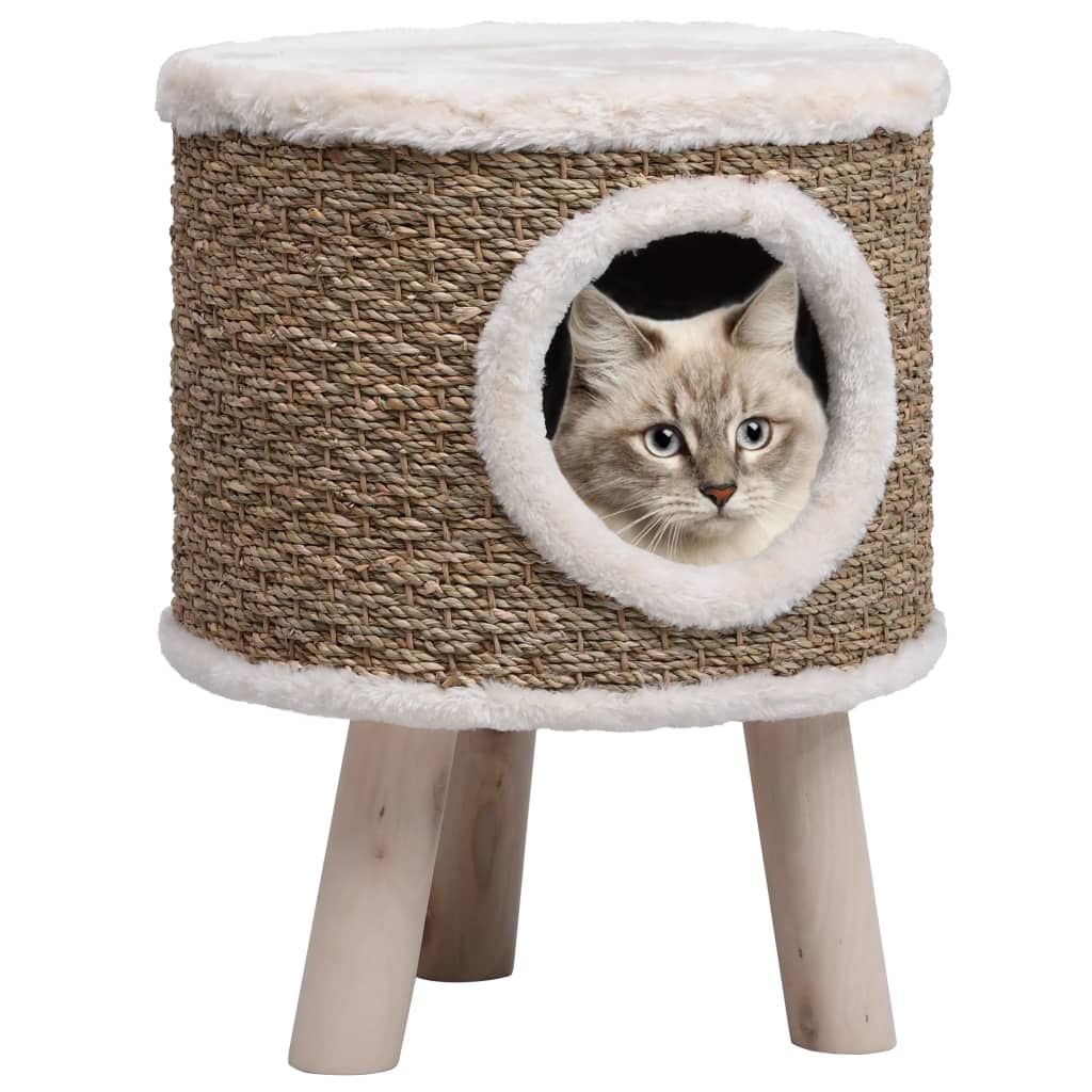 Kattenhuis met houten poten 41 cm zeegras Kattenmeubels | Creëer jouw Trendy Thuis | Gratis bezorgd & Retour | Trendy.nl