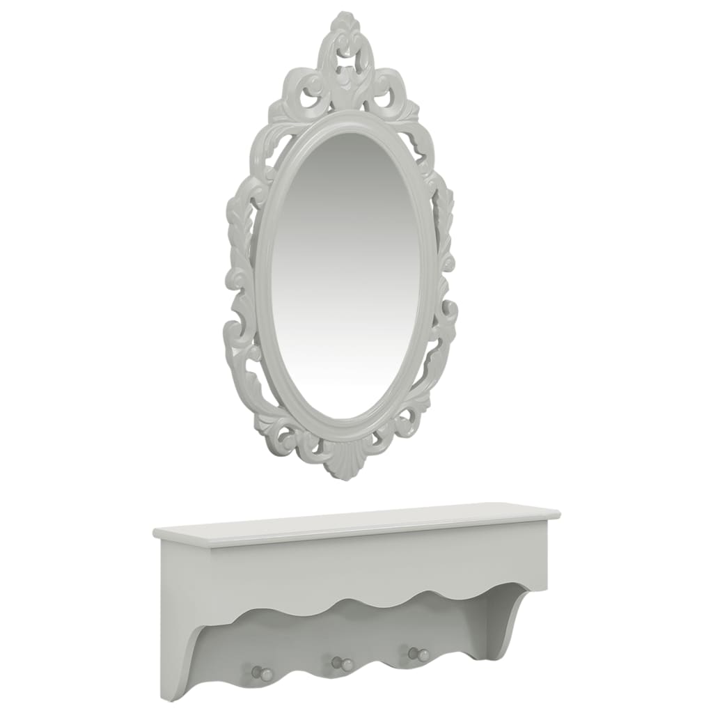 Wandset met spiegel en haken grijs Kaptafels | Creëer jouw Trendy Thuis | Gratis bezorgd & Retour | Trendy.nl