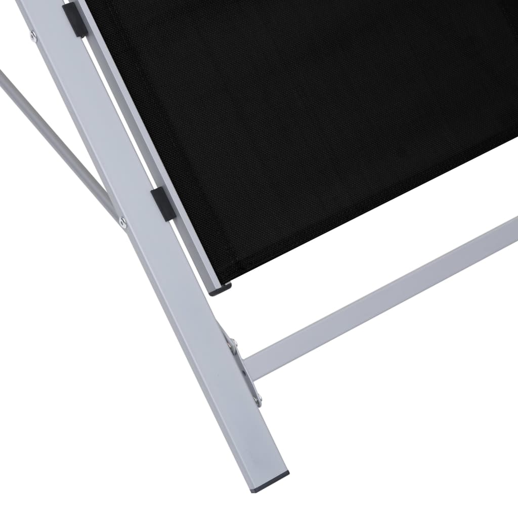 Ligbedden 2 st met tafel aluminium zwart Ligstoelen | Creëer jouw Trendy Thuis | Gratis bezorgd & Retour | Trendy.nl