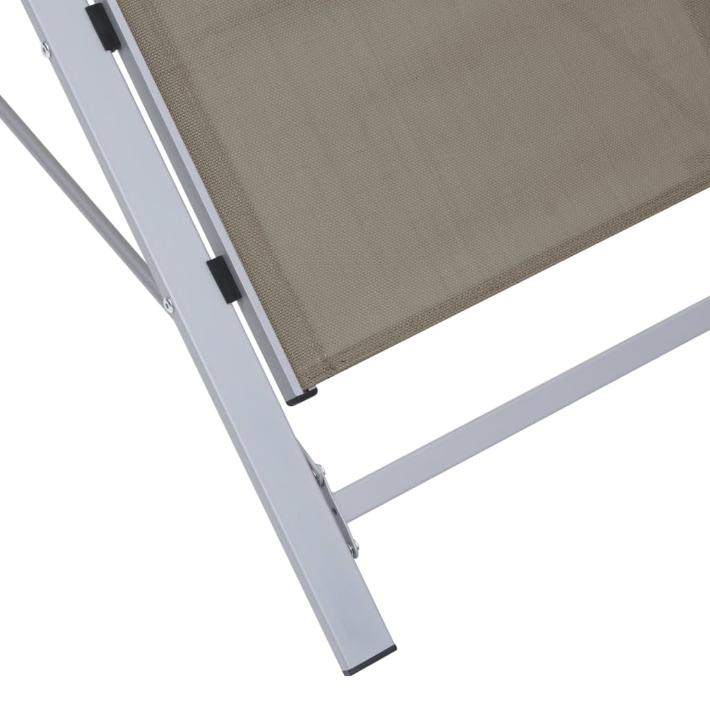 Ligbedden 2 st met tafel aluminium taupekleurig Ligstoelen | Creëer jouw Trendy Thuis | Gratis bezorgd & Retour | Trendy.nl
