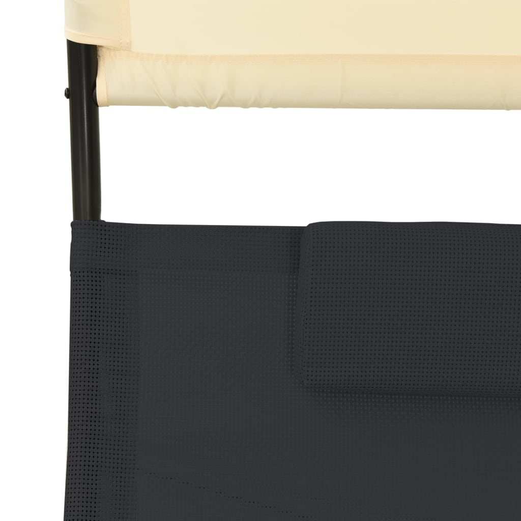 Ligbed tweepersoons met luifel textileen zwart en crèmekleurig Ligstoelen | Creëer jouw Trendy Thuis | Gratis bezorgd & Retour | Trendy.nl