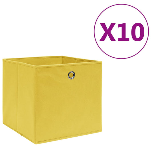 Opbergboxen 10 st 28x28x28 cm nonwoven stof geel