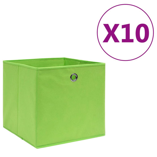 Opbergboxen 10 st 28x28x28 cm nonwoven stof groen