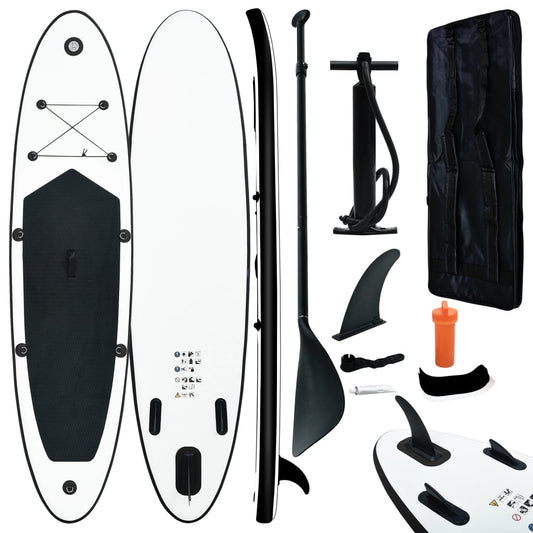 Stand-up paddleboard opblaasbaar zwart en wit
