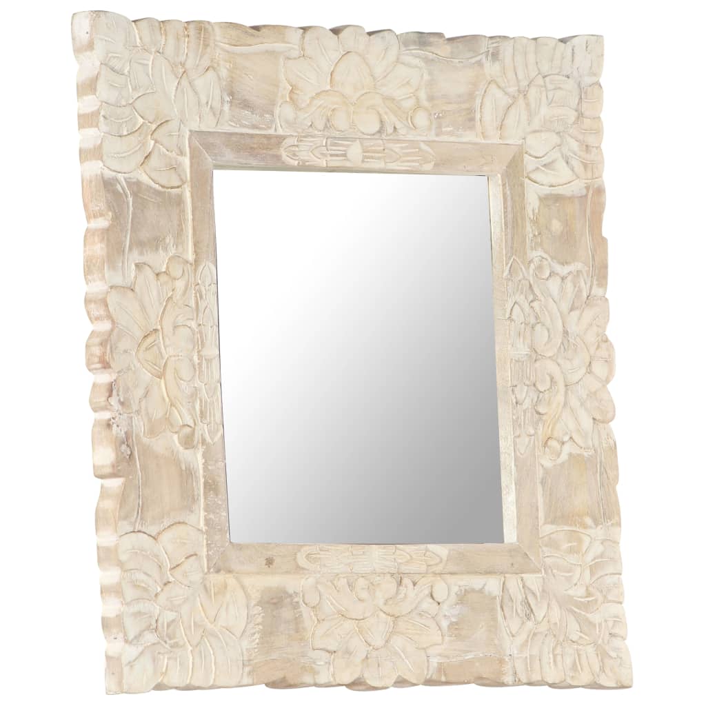 Spiegel 50x50 cm massief mangohout wit Spiegels | Creëer jouw Trendy Thuis | Gratis bezorgd & Retour | Trendy.nl