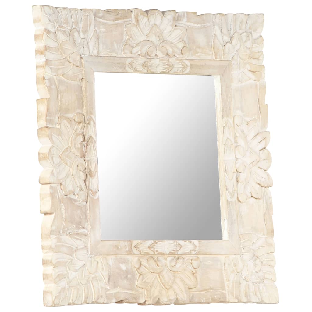 Spiegel 50x50 cm massief mangohout wit Spiegels | Creëer jouw Trendy Thuis | Gratis bezorgd & Retour | Trendy.nl