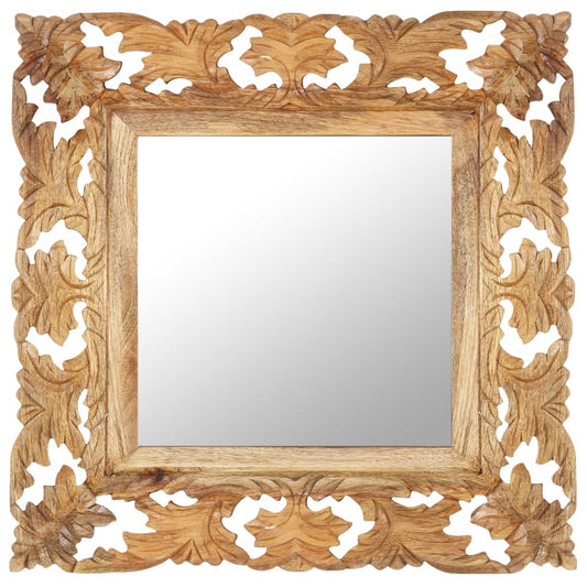 Spiegel handgesneden 50x50 cm massief mangohout bruin Spiegels | Creëer jouw Trendy Thuis | Gratis bezorgd & Retour | Trendy.nl