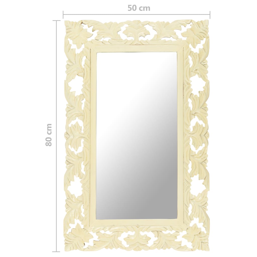 Spiegel handgesneden 80x50 cm massief mangohout wit Spiegels | Creëer jouw Trendy Thuis | Gratis bezorgd & Retour | Trendy.nl