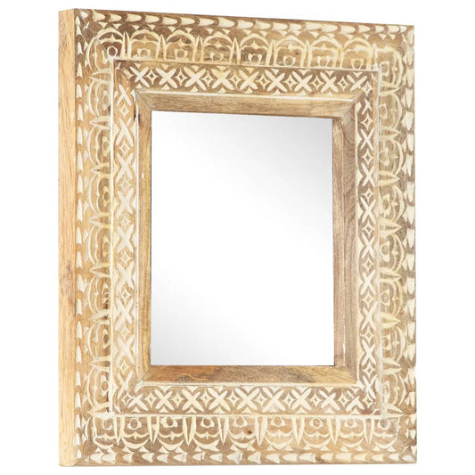 Spiegel handgesneden 50x50x2,6 cm massief mangohout Spiegels | Creëer jouw Trendy Thuis | Gratis bezorgd & Retour | Trendy.nl