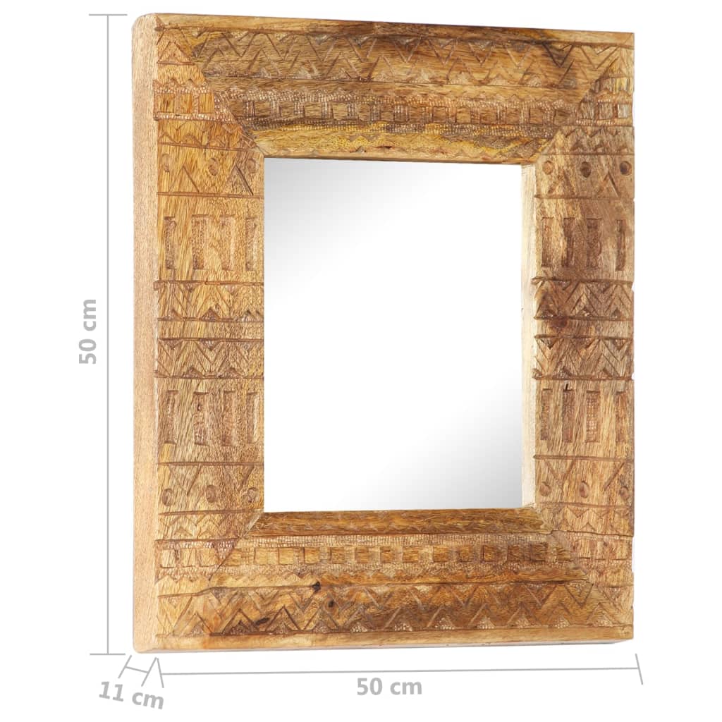 Spiegel handgesneden 50x50x11 cm massief mangohout Spiegels | Creëer jouw Trendy Thuis | Gratis bezorgd & Retour | Trendy.nl