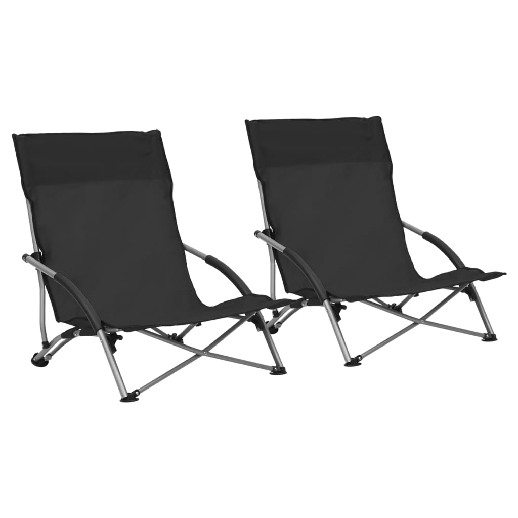 Strandstoelen 2 st inklapbaar stof zwart Tuinstoelen | Creëer jouw Trendy Thuis | Gratis bezorgd & Retour | Trendy.nl