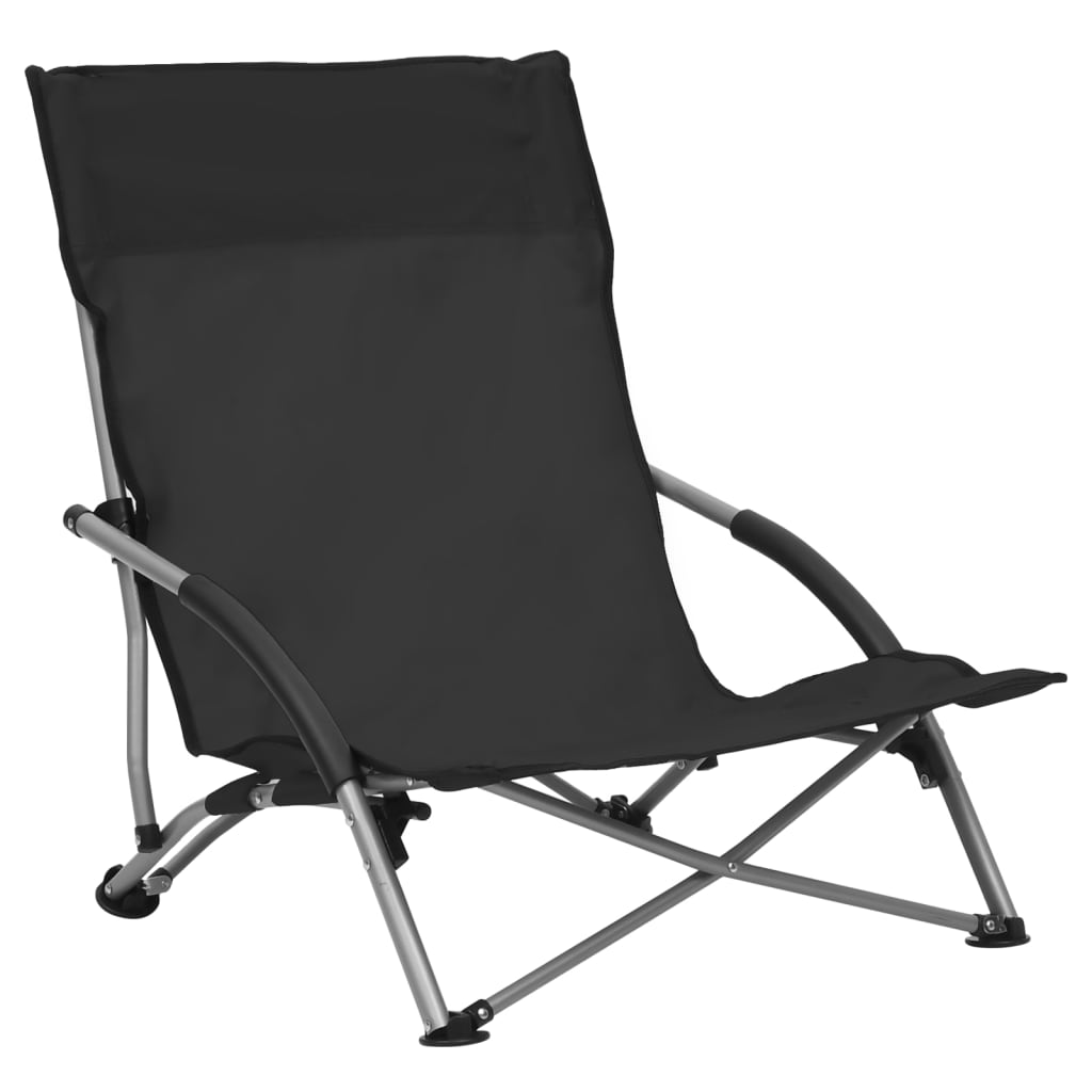 Strandstoelen 2 st inklapbaar stof zwart Tuinstoelen | Creëer jouw Trendy Thuis | Gratis bezorgd & Retour | Trendy.nl