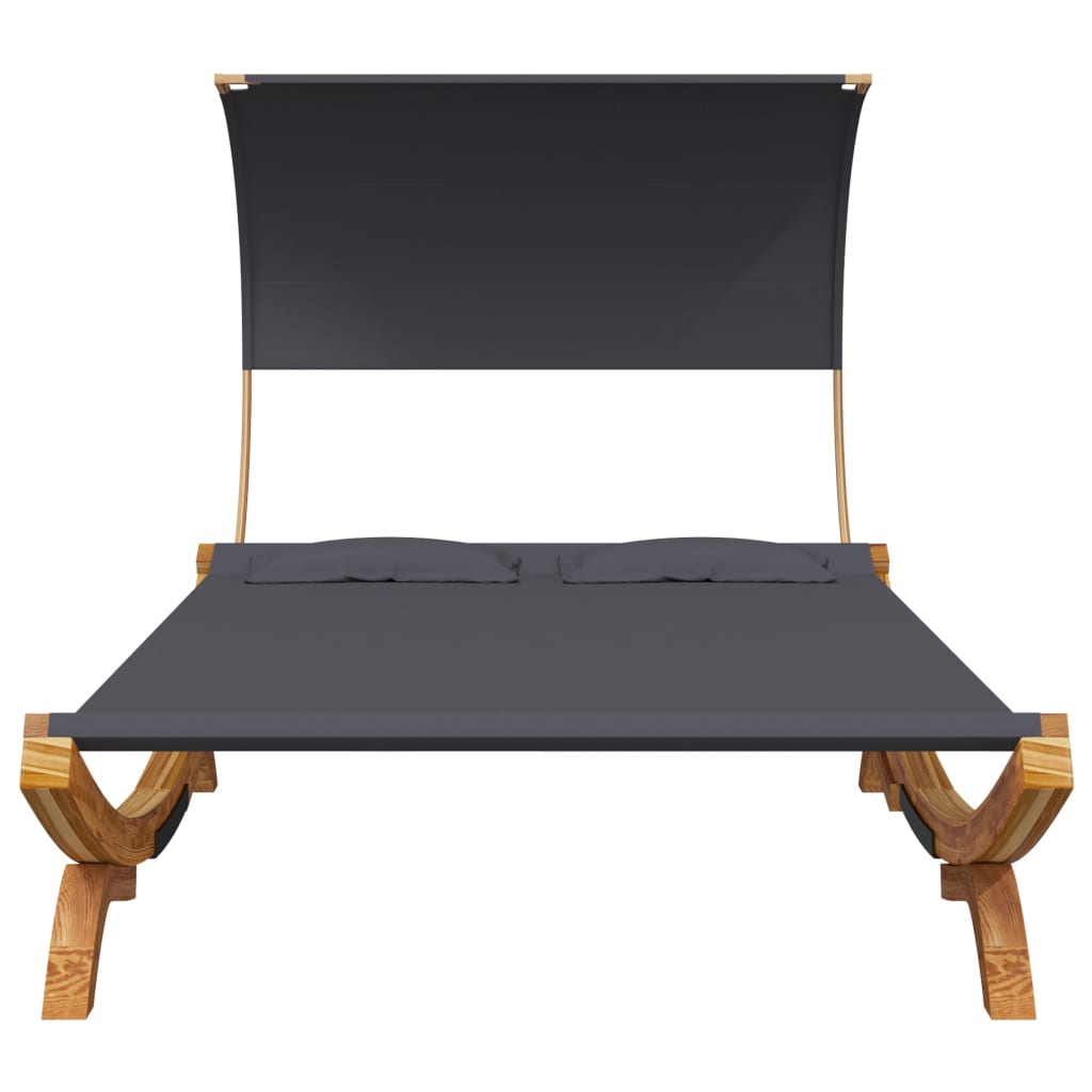 Loungebed met luifel 165x203x126 cm gebogen hout antracietkleur Tuinbedden | Creëer jouw Trendy Thuis | Gratis bezorgd & Retour | Trendy.nl
