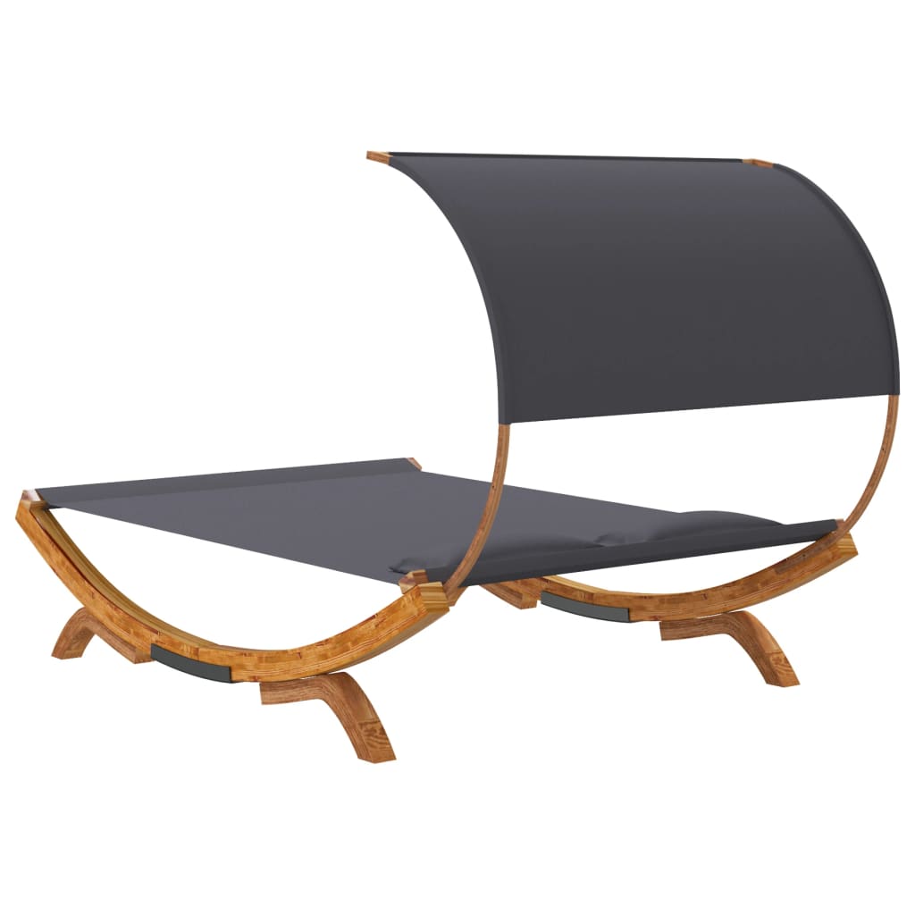 Loungebed met luifel 165x203x126 cm gebogen hout antracietkleur Tuinbedden | Creëer jouw Trendy Thuis | Gratis bezorgd & Retour | Trendy.nl