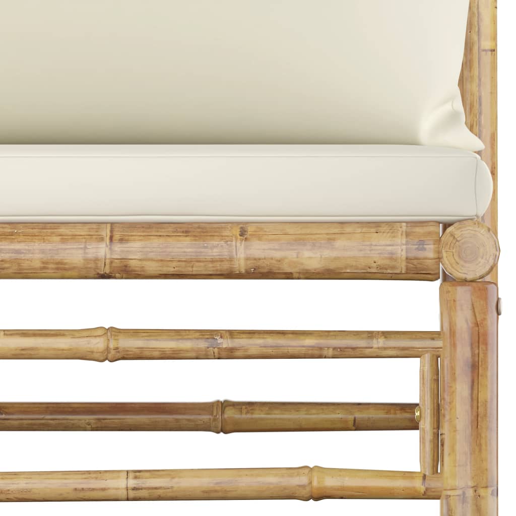 5-delige Loungeset met crèmewitte kussens bamboe Tuinsets | Creëer jouw Trendy Thuis | Gratis bezorgd & Retour | Trendy.nl