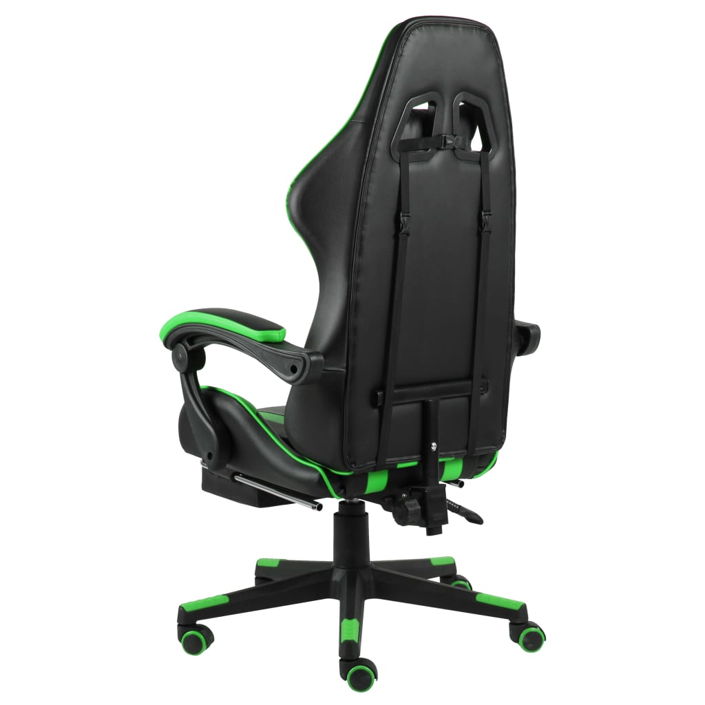 Racestoel met voetensteun kunstleer zwart en groen