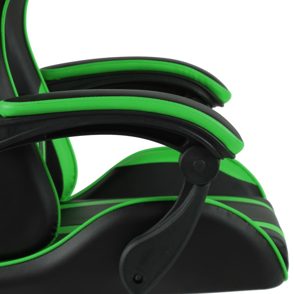 Racestoel met voetensteun kunstleer zwart en groen