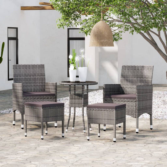 5-delige Loungeset poly rattan grijs Tuinsets | Creëer jouw Trendy Thuis | Gratis bezorgd & Retour | Trendy.nl