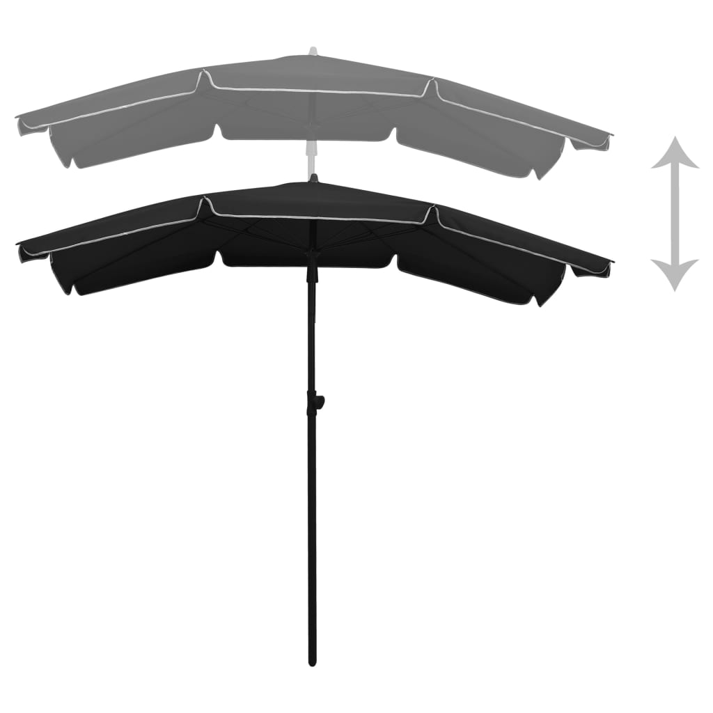 Parasol met paal 200x130 cm zwart Parasols en zonneschermen | Creëer jouw Trendy Thuis | Gratis bezorgd & Retour | Trendy.nl
