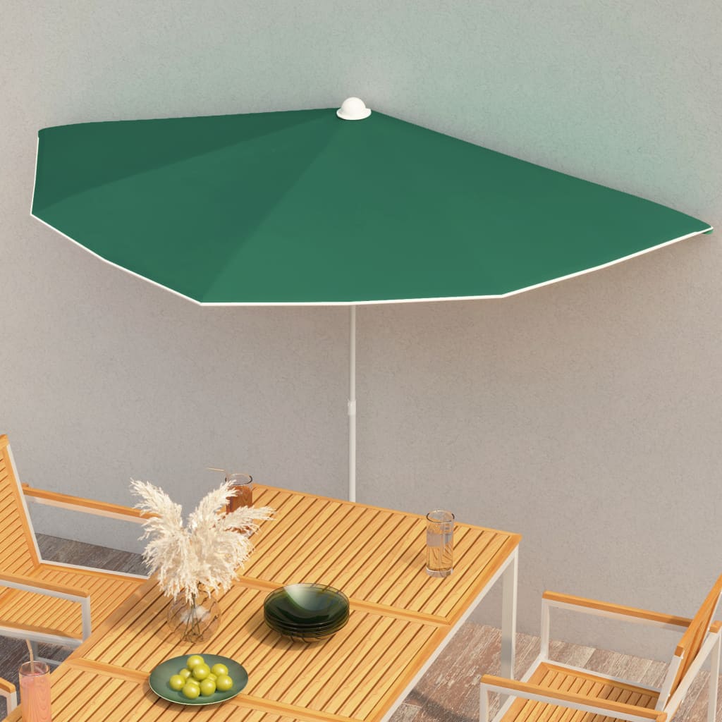 Parasol half met paal 180x90 cm groen Parasols en zonneschermen | Creëer jouw Trendy Thuis | Gratis bezorgd & Retour | Trendy.nl