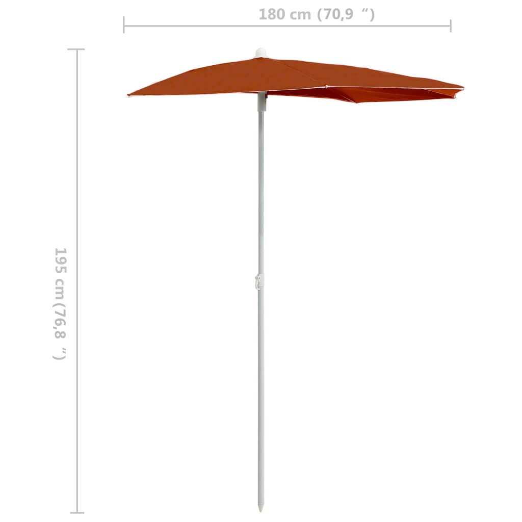 Parasol half met paal 180x90 cm terracottakleurig Parasols en zonneschermen | Creëer jouw Trendy Thuis | Gratis bezorgd & Retour | Trendy.nl