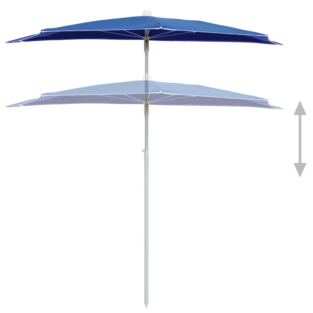 Parasol half met paal 180x90 cm azuurblauw Parasols en zonneschermen | Creëer jouw Trendy Thuis | Gratis bezorgd & Retour | Trendy.nl