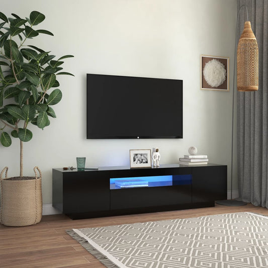Modern tv-meubel met sfeervolle LED-verlichting - 160x35x40 cm - in elegant zwart Tv-meubels | Creëer jouw Trendy Thuis | Gratis bezorgd & Retour | Trendy.nl