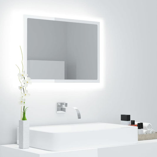Badkamerspiegel LED 60x8,5x37 cm acryl hoogglans wit Badkamerkaptafels | Creëer jouw Trendy Thuis | Gratis bezorgd & Retour | Trendy.nl