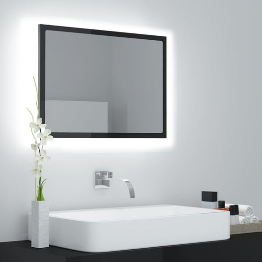 Badkamerspiegel LED 60x8,5x37 cm acryl hoogglans zwart Badkamerkaptafels | Creëer jouw Trendy Thuis | Gratis bezorgd & Retour | Trendy.nl