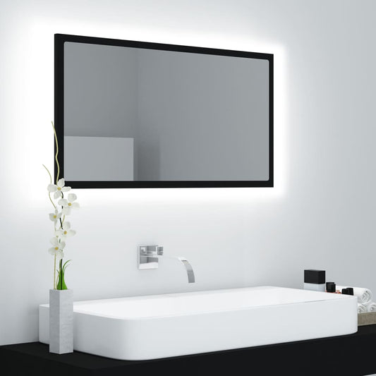 Badkamerspiegel LED 80x8,5x37 cm acryl zwart Badkamerkaptafels | Creëer jouw Trendy Thuis | Gratis bezorgd & Retour | Trendy.nl