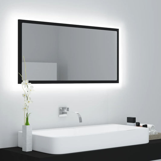 Badkamerspiegel LED 90x8,5x37 cm acryl zwart Badkamerkaptafels | Creëer jouw Trendy Thuis | Gratis bezorgd & Retour | Trendy.nl