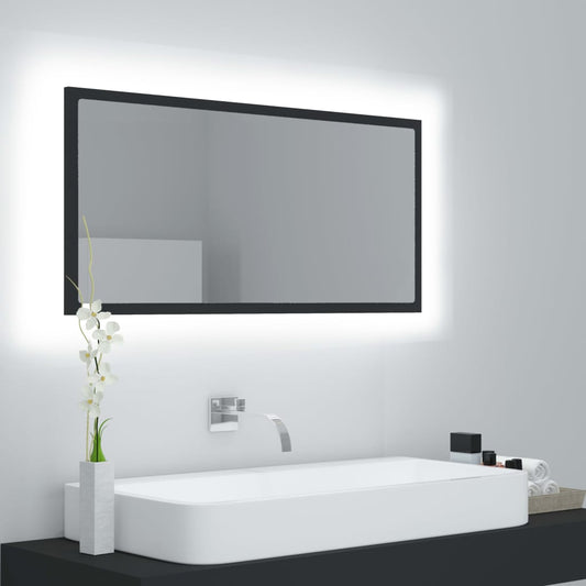 Badkamerspiegel LED 90x8,5x37 cm acryl grijs Badkamerkaptafels | Creëer jouw Trendy Thuis | Gratis bezorgd & Retour | Trendy.nl