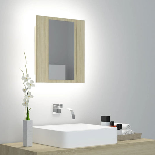 Badkamerkast met spiegel LED 40x12x45 acryl sonoma eikenkleurig Badkamerkaptafels | Creëer jouw Trendy Thuis | Gratis bezorgd & Retour | Trendy.nl