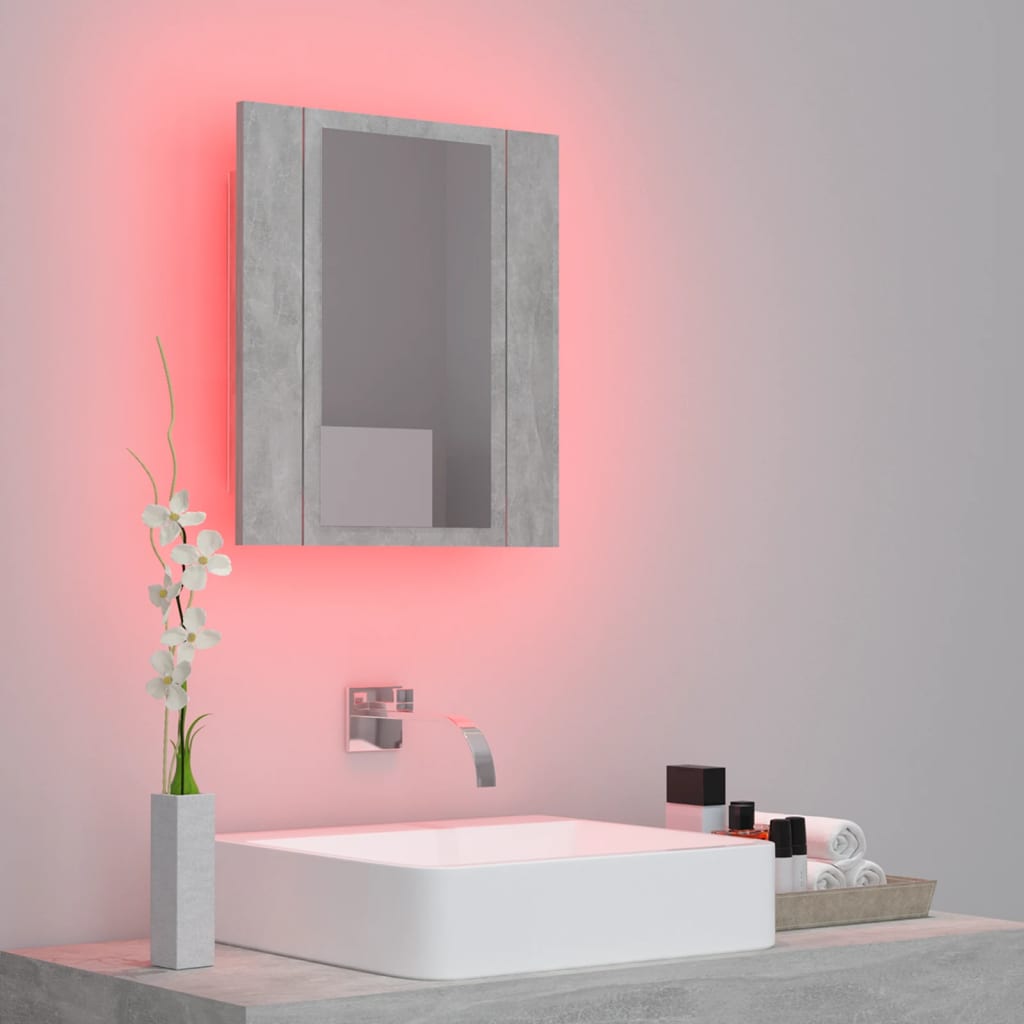 Badkamerkast met spiegel en LED 40x12x45 cm acryl betongrijs Badkamerkaptafels | Creëer jouw Trendy Thuis | Gratis bezorgd & Retour | Trendy.nl