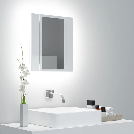 Badkamerkast met spiegel en LED 40x12x45 cm acryl hoogglans wit Badkamerkaptafels | Creëer jouw Trendy Thuis | Gratis bezorgd & Retour | Trendy.nl