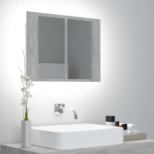 Badkamerkast met spiegel en LED 60x12x45 cm acryl betongrijs Badkamerkaptafels | Creëer jouw Trendy Thuis | Gratis bezorgd & Retour | Trendy.nl