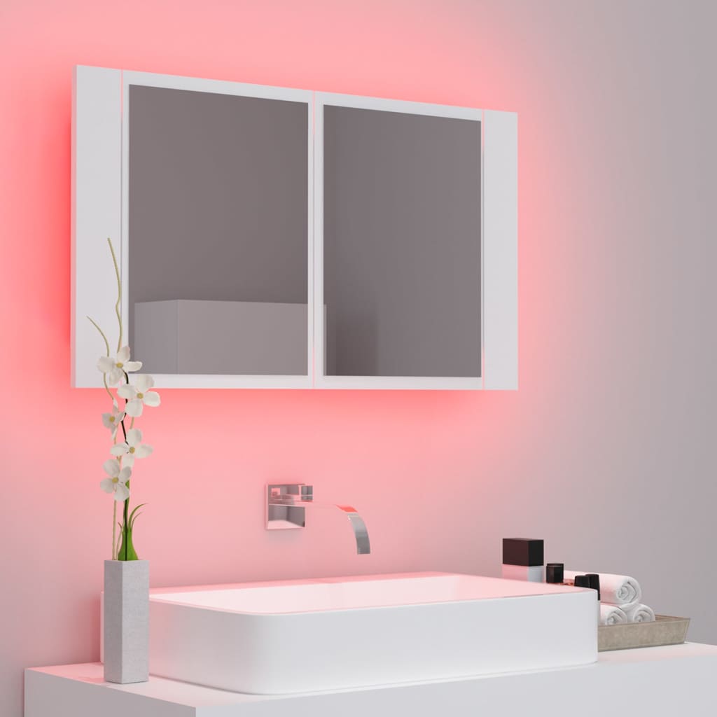 Badkamerkast met spiegel en LED 80x12x45 cm acryl wit Badkamerkaptafels | Creëer jouw Trendy Thuis | Gratis bezorgd & Retour | Trendy.nl