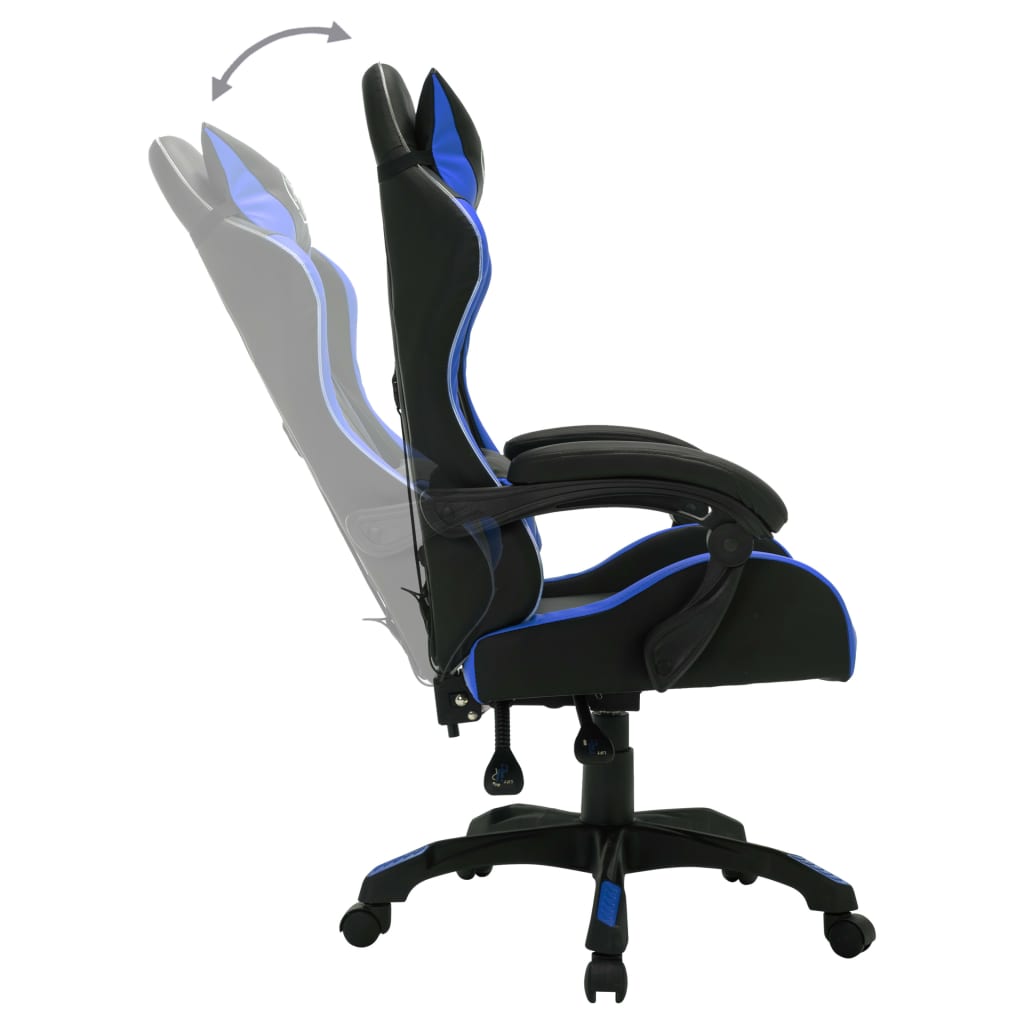 Racestoel met RGB LED-verlichting kunstleer blauw en zwart Bureaustoelen | Creëer jouw Trendy Thuis | Gratis bezorgd & Retour | Trendy.nl