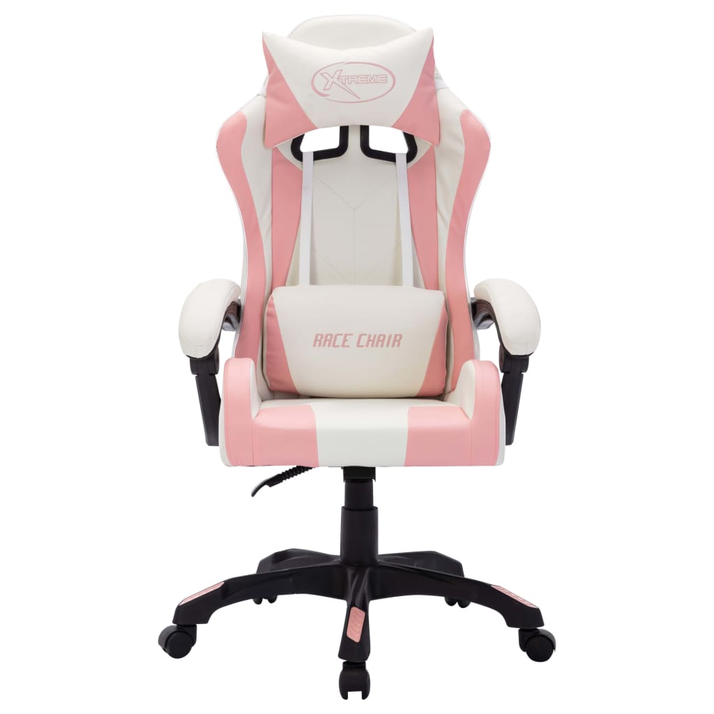 Racestoel met RGB LED-verlichting kunstleer roze en zwart Bureaustoelen | Creëer jouw Trendy Thuis | Gratis bezorgd & Retour | Trendy.nl