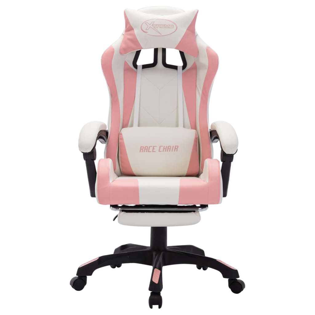 Racestoel met RGB LED-verlichting kunstleer roze en wit Bureaustoelen | Creëer jouw Trendy Thuis | Gratis bezorgd & Retour | Trendy.nl