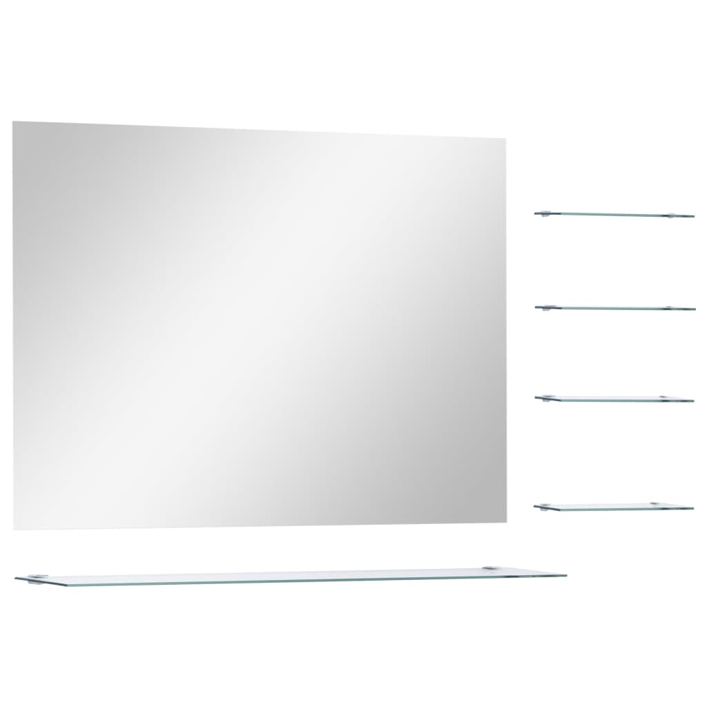 Wandspiegel met 5 schappen 80x60 cm zilverkleurig Spiegels | Creëer jouw Trendy Thuis | Gratis bezorgd & Retour | Trendy.nl