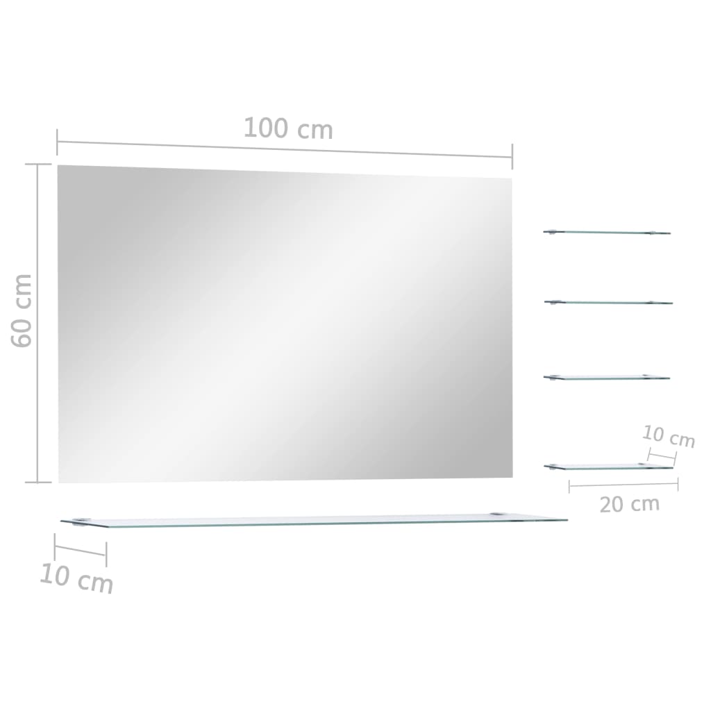 Wandspiegel met 5 schappen 100x60 cm zilverkleurig Spiegels | Creëer jouw Trendy Thuis | Gratis bezorgd & Retour | Trendy.nl
