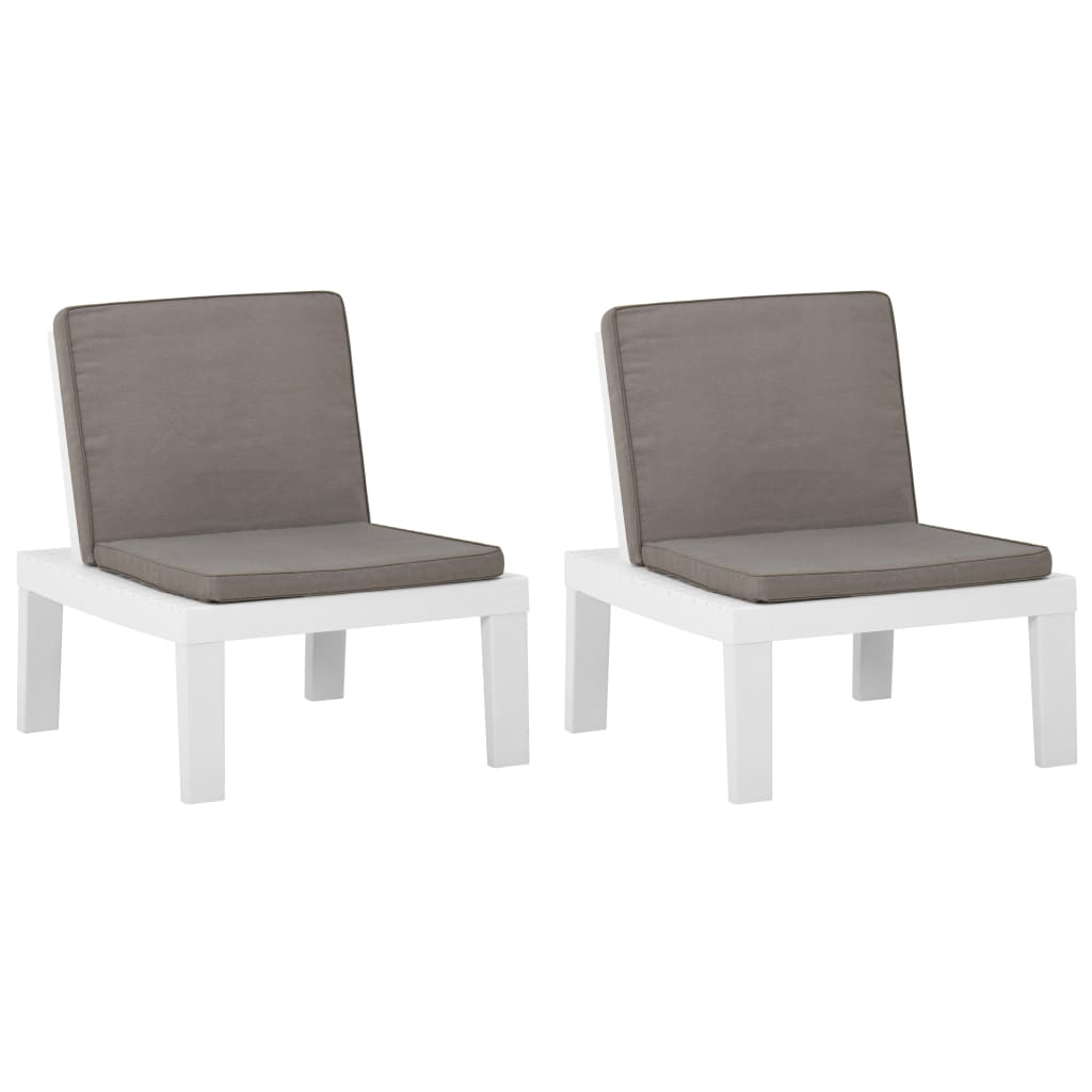 Loungestoelen 2 st met kussens kunststof wit Tuinstoelen | Creëer jouw Trendy Thuis | Gratis bezorgd & Retour | Trendy.nl